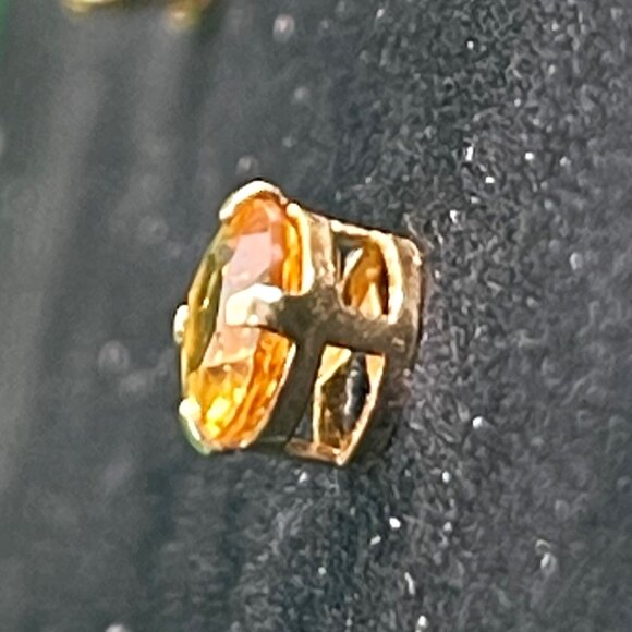 Estate 14K Gold Citrine Orange Stud Earrings Mexico Hallmarked Fine Jewelry VTG - Picture 4 of 10